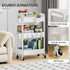 Aofure 3 Tier Rolling Cart Metal with Wheels, White Three Tiered Craft Cart Organizer on Wheels, Storage Utility Carts