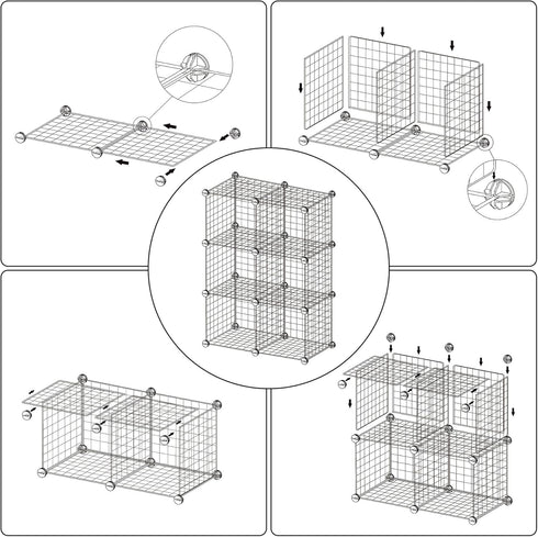 6 Closet 36.6L 12.4W 36.6H, UWCS3006B C&AHOME Wire Cube Storage, - Cube Organizer Metal C Grids, Modular Shelves Units
