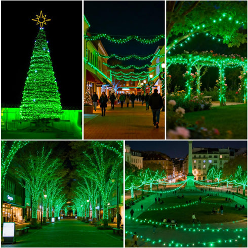 Filltown 25FT 100 Count Green Christmas Lights Outdoor, Incandescent Mini Christmas Lights White Wire, Waterproof Fairy