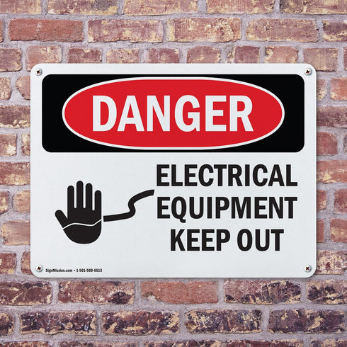 (2 Pack) OSHA Danger Sign, Electrical Equipment Keep Out, 10 Inch X 7 Inch Aluminum Metal Signs