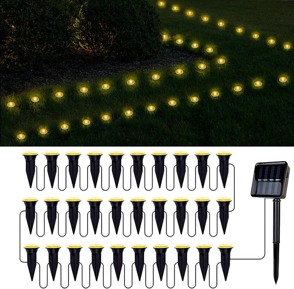 BYIZO 30 LED Solar Ground Lights Outdoor, Waterproof Solar Pathway Lights, LED Landscape