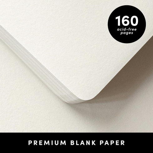 PAPERAGE Blank Journal Notebook (White) - 160 Pages, Medium 5.6 in x 8 in, Hardcover for Work, School, Sketching