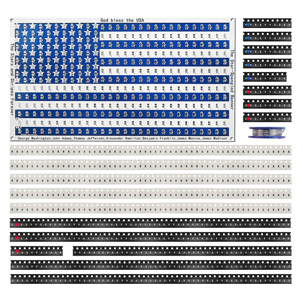 SMD Soldering Practice Kit, DIY American Flag Project, Solder Skill Training Learning Components