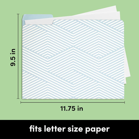 PAPERAGE 12 Pack Decorative File Folders, Heavyweight Paper, 3 Unique Designs, Letter Size (9.5 x 11.75") with 1/3 Cut