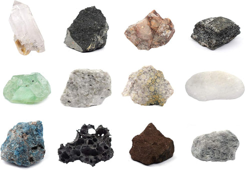 EISCO Rock & Mineral Kit, 12 Pieces - Includes Metamorphic, Igneous, Sedimentary