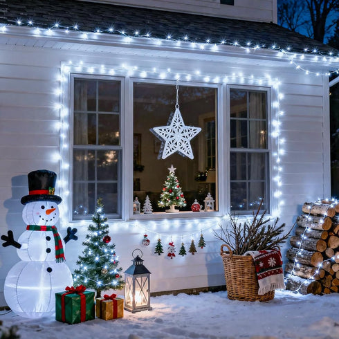 2 Pack 33ft 100 8 JMEXSUSS White Battery Operated Christmas String Lights, Each LED Wedding Lights Outdoor Indoor