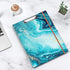 Rimilak Spiral Clipboard Folio with Refillable Lined Notepad, 14.5 x 9.8 Inch Teal Marble Clipfolio with 5 Pockets