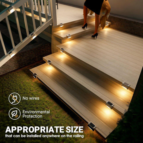 16 Pack, SOLPEX Solar Fence Lights Outdoor Solar Step Lights Waterproof Led Solares Light for Outdoor Stairs, Deck