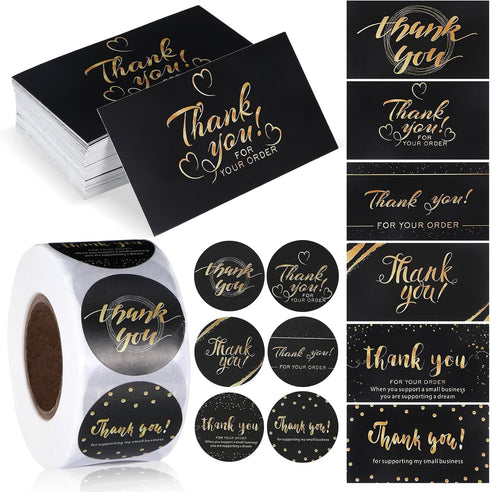 Yuuchoringee 1120 Pcs Thank You Cards and Stickers Set,Thank You Stickers Small Business,Thanks