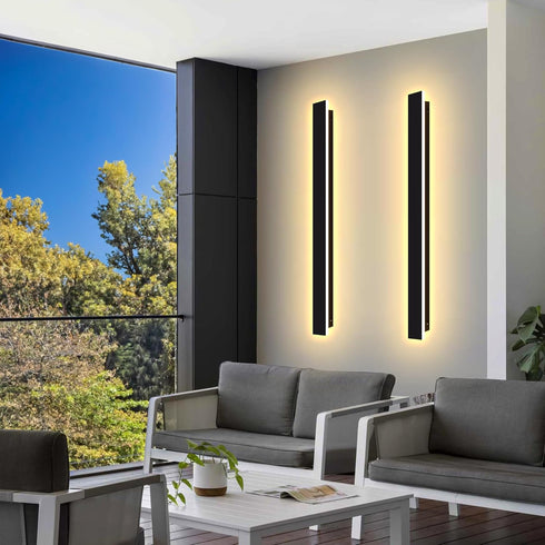 YCMGEAD 11.82in Ip65 3000k 9W Outdoor Wall Light LED Long Wall Sconce Waterproof Black Modern Outdoor Lights Metal