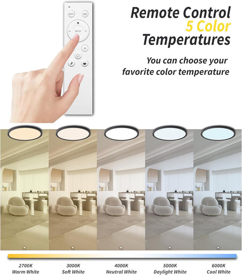 Bright Future Lighting 1Pack 16 Inch Dimmable Panel,32W 3840LM,2700K-6000K Remote Control LED Flush Mount Ceiling Light