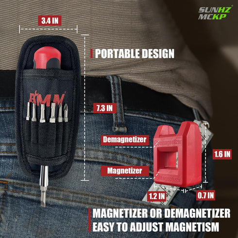 SUNHZMCKP 18-in-1 Portable Screwdriver Set with Slotted/Philips/Pozi/Torx/Square and Magnetizer Demagnetizer