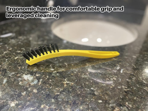 Commercial 8.5" Rubbermaid Products Tile and Grout Scrub Brush, Plastic Bristles, Black, for Industrial/Professional