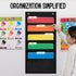 Essex Wares 5 Pocket File Pocket Chart - Black, 14" Wide x 24" Tall Wall Hanging Organizer