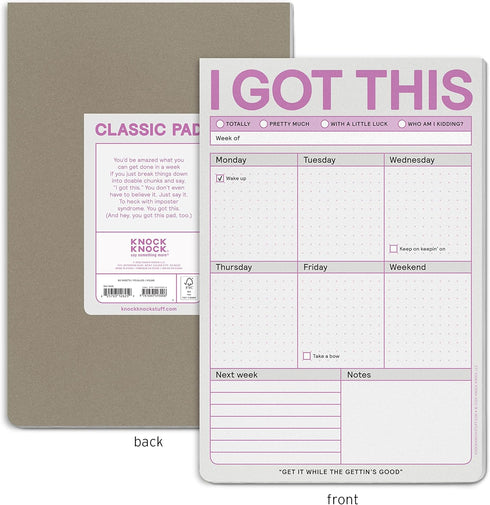Knock Knock I Got This Pad, To Do List Notepad, Daily Planner Pad & Funny Home Office Supplies, 6 x 9-inches