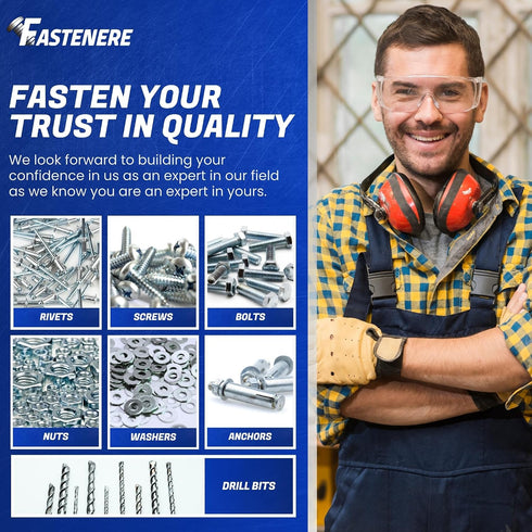 Fastenere 1/4"-20 (100-Pack) 18-8, Nylon Insert Hex Lock Nuts - Stainless Steel Plain Finish, Corrosion-Resistant