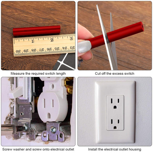 24 Pcs Round Electrical Outlet Spacers Box Extender Kit, 12 Pcs Switch and Receptacle Screws, 12 Pcs Longer Screws (Red)