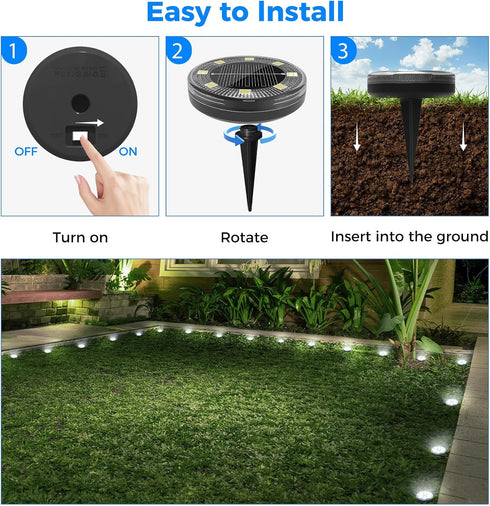 12 Pack 2.3 Inch Peasur Mini Solar Ground Lights, Flat Solar Disc Lights Outdoor Waterproof, Small Solar Garden Lights