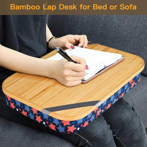 Mayjoy Bamboo Lap Desk with Storage, Cover Removable Lap Desk for Lap, Computer Laptop Stand on Lap, Work on Bed