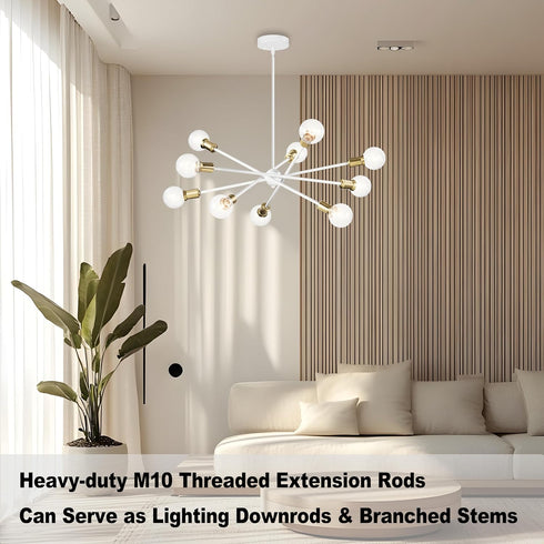 M10 180 Threaded Extension Poles Lighting Fixture Downrods Stems & Degrees Sloped Ceiling Adapter Kits for Pendant