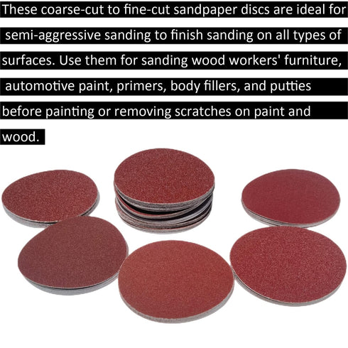 Premium 60 PCS 6" PSA Sanding Discs, 10 Each of 80 100 120 180 240 400 Grit for DA Sander