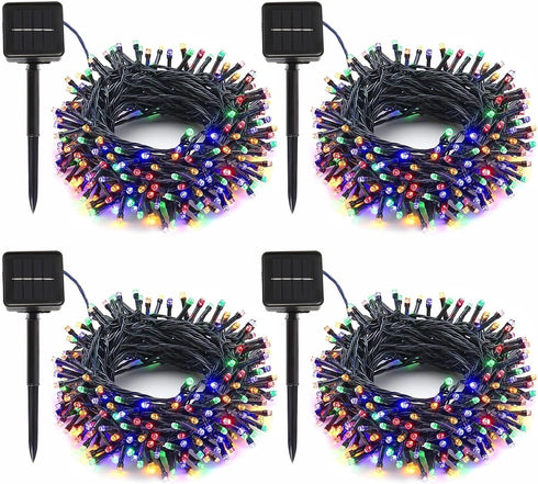 SyouHome 4-Pack Solar String Lights, 400 LED Extra-Long 156Ft Solar Christmas Lights