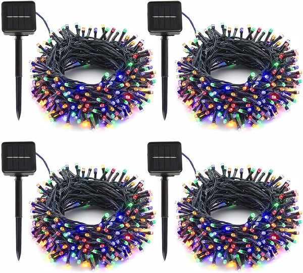 SyouHome 4-Pack Solar String Lights, 400 LED Extra-Long 156Ft Solar Christmas Lights