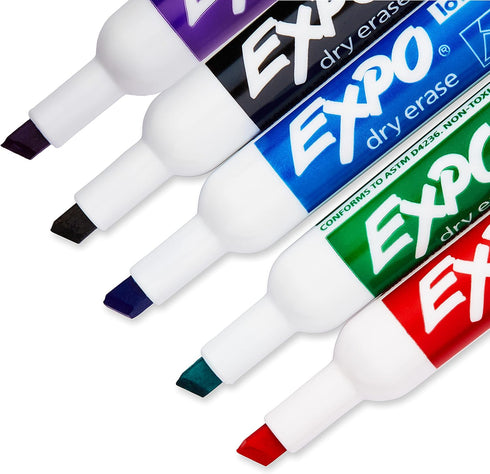 EXPO Low Odor Dry Erase Markers, Chisel Tip, Assorted, 36 Count
