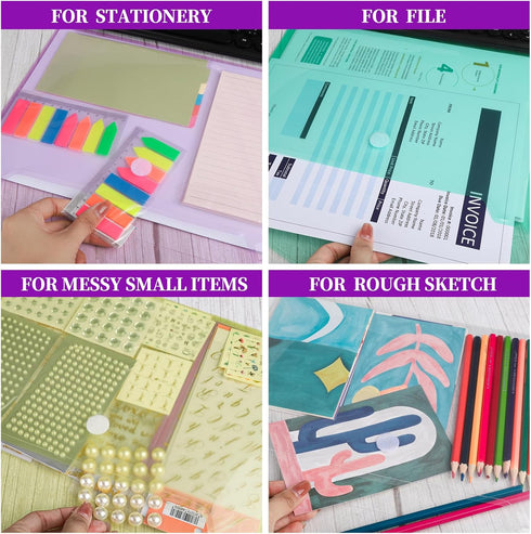 LEOBRO 8 Pack Plastic Envelopes, A4 Plastic File Folders for Document Storage, Poly Folders
