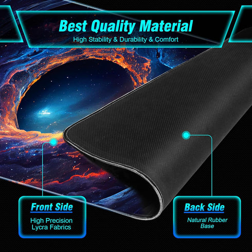 Large Gaming Mouse Pad, Technological Nebula Style Professional Gaming Mousepad, Non-Slip Waterproof Rubber Base 31.5 x