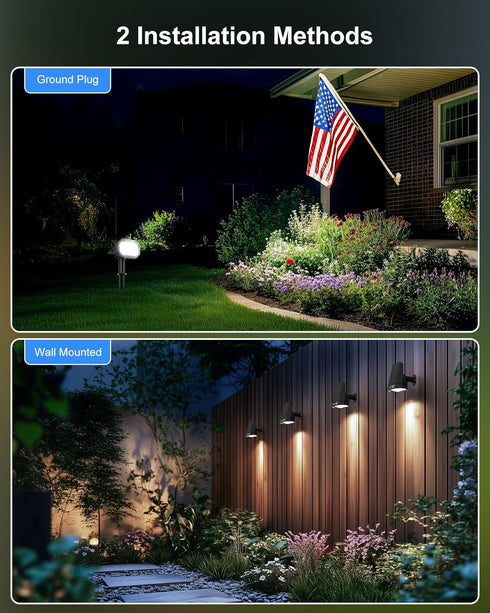 4Pack 58 1800mAh, IP67 3 2-in-1 Brightown Solar Spot Lights Outdoor with LED & Solar Lights Outdoor Waterproof