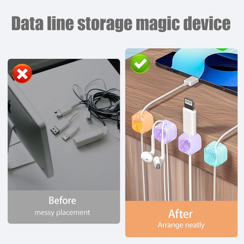 Frayot 3Pack Magnetic Cable Clips for Nightstand, Adhesive Night-Glowing Cord Holder Organizer for Office Home Desk