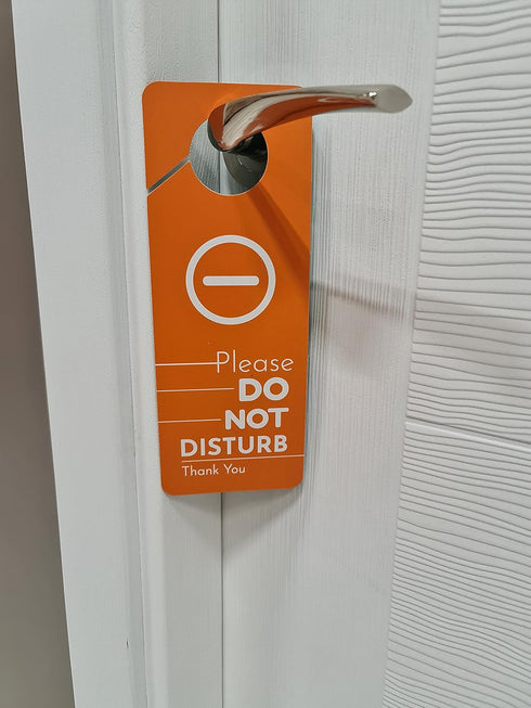 Business Design Do Not Disturb Sign and Welcome Please Knock Door Hanger Sign, 2 Pack for Offices and Meetings