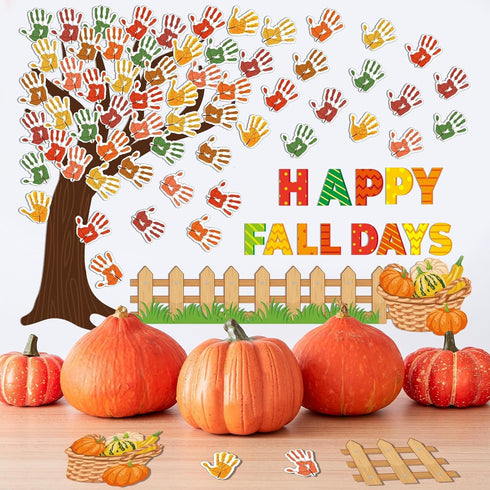 Fall Tree Bulletin Board Sets with Autumn Decorations, Happy Fall Cutouts for Thanksgiving Party Classroom