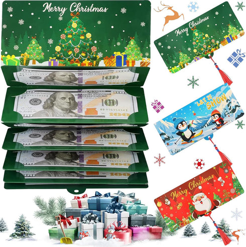 Haomax 3PCS Christmas Cash Gift Envelopes,10 Slots Christmas Money Holders for Cash, Xmas