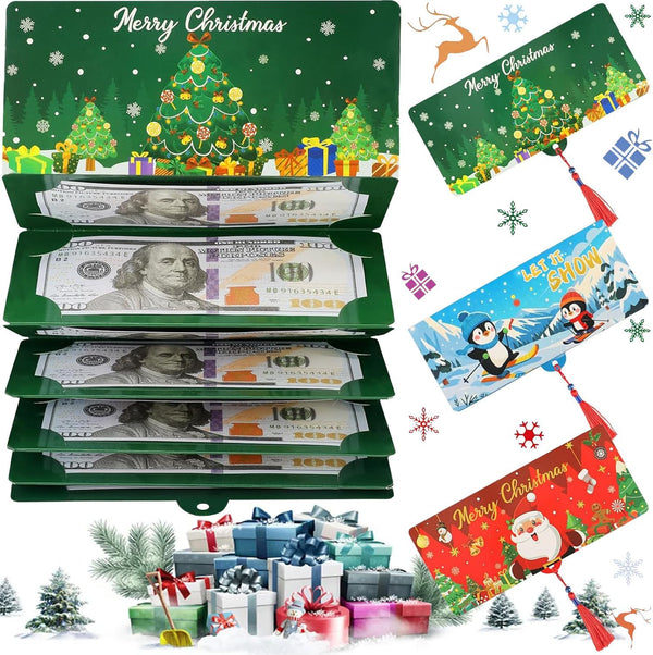 Haomax 3PCS Christmas Cash Gift Envelopes,10 Slots Christmas Money Holders for Cash, Xmas
