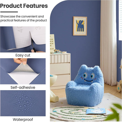 15.7" 590.5" practicalWs Blue Peel and Stick Wallpaper x Blue Contact Paper for Cabinets and Drawers, Self Adhesive