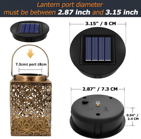 2 Pack 3.15 inch, 2.87 inch), 1.2V 600mAh Solar Light Replacement Top, Replace Solar Light Part for Lantern (Top Bottom