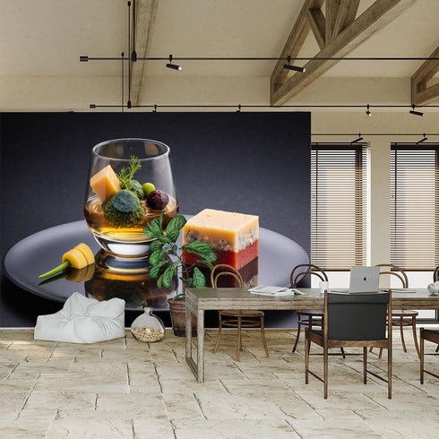 lnzCzhyre Custom Size Wall Sticker Mural Gourmet Food Presentation with Cheese Broccoli and Berry for wall Decoration