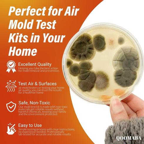 QOOMABA 15PCS Mold Test Kit for Home Air Quality - Mold Toxicity Test for HVAC, at Home Mold Test Kit, Mold Detector