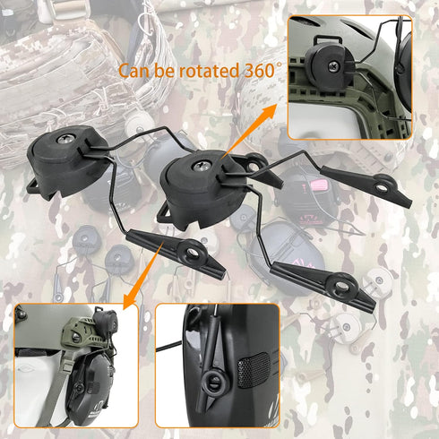 ARC Rail Adapters Accessories for Walker Electronic EarMuffs, 1 Pair Black Mounting Adapter