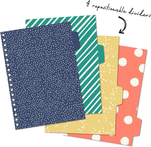 Pukka Pad Carpe Diem 5-Subject Double Spiral Bound Notebook 3-Pack - 200 Pages of 80GSM Paper with Repositionable