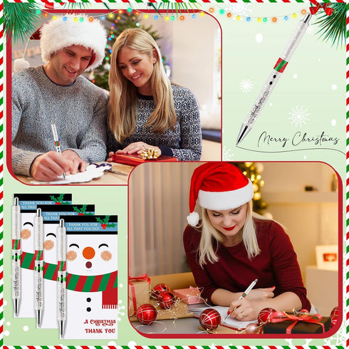 Sayglossy 36 Sets Glitter Christmas Pens Gifts Bulk Christmas Employee Appreciation Gifts Ballpoint Pens with Thank You