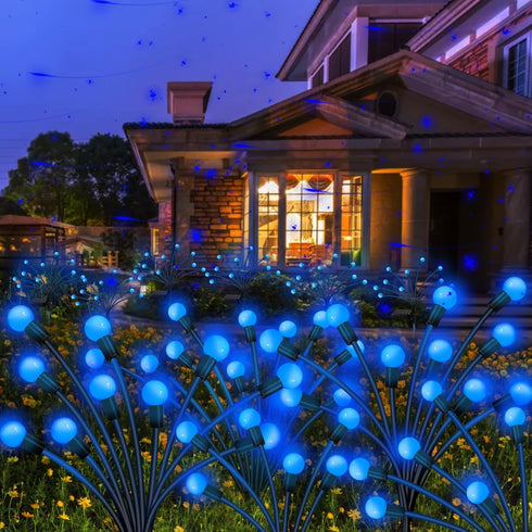 Kohlrabi Solar Garden Lights Outdoor, 2 Pack 16 LED Solar Blue Firefly