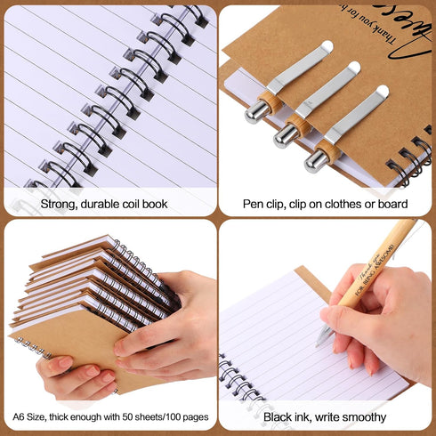 Honoson Inspirational Spiral Notebooks with Pen Set, 4 x 6 Inch, Thank You Gifts for School Teacher Employee