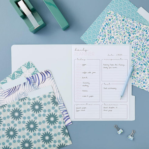 Paper Junkie 24-Pack Decorative File Folders, 6 Cute Floral Designs, Heavyweight Letter Size, Blue, Teal, Green