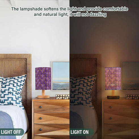 ALAZA Bedside Table Lamp for Bedroom Purple Mermaid Scales Nightstand LED Light Lamps with USB Port Linen Fabric Shade