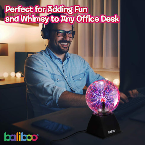 6" 12V BALIBOO Plasma Ball Light Touch & Sound Sensitive Activated Lightning Globe Power Adapter Plug Plasma Globe Lamp