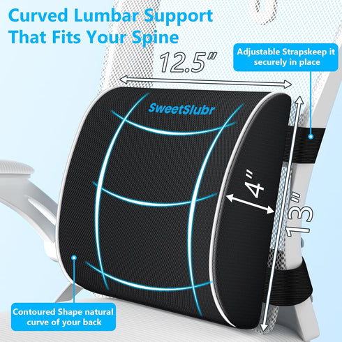 SweetSlubr Set, Tailbone Ergonomic Memory Foam Seat Cushion & Lumbar Support Pillow Orthopedic Coccyx Cushion