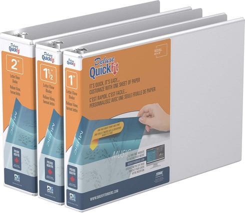 QuickFit Heavy-Duty Landscape 3-Ring Binder - 1.5 Inch, White, Pack of 4, 8.5" x 11"